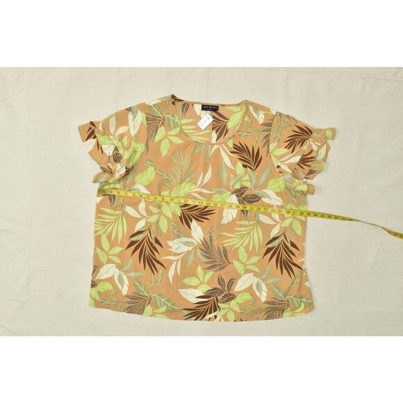 NEW Lane Bryant Plus Size 26 Brown Tropical Leaf Top Blouse Polyester - Picture 4 of 8